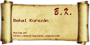 Behal Kurszán névjegykártya