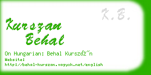 kurszan behal business card